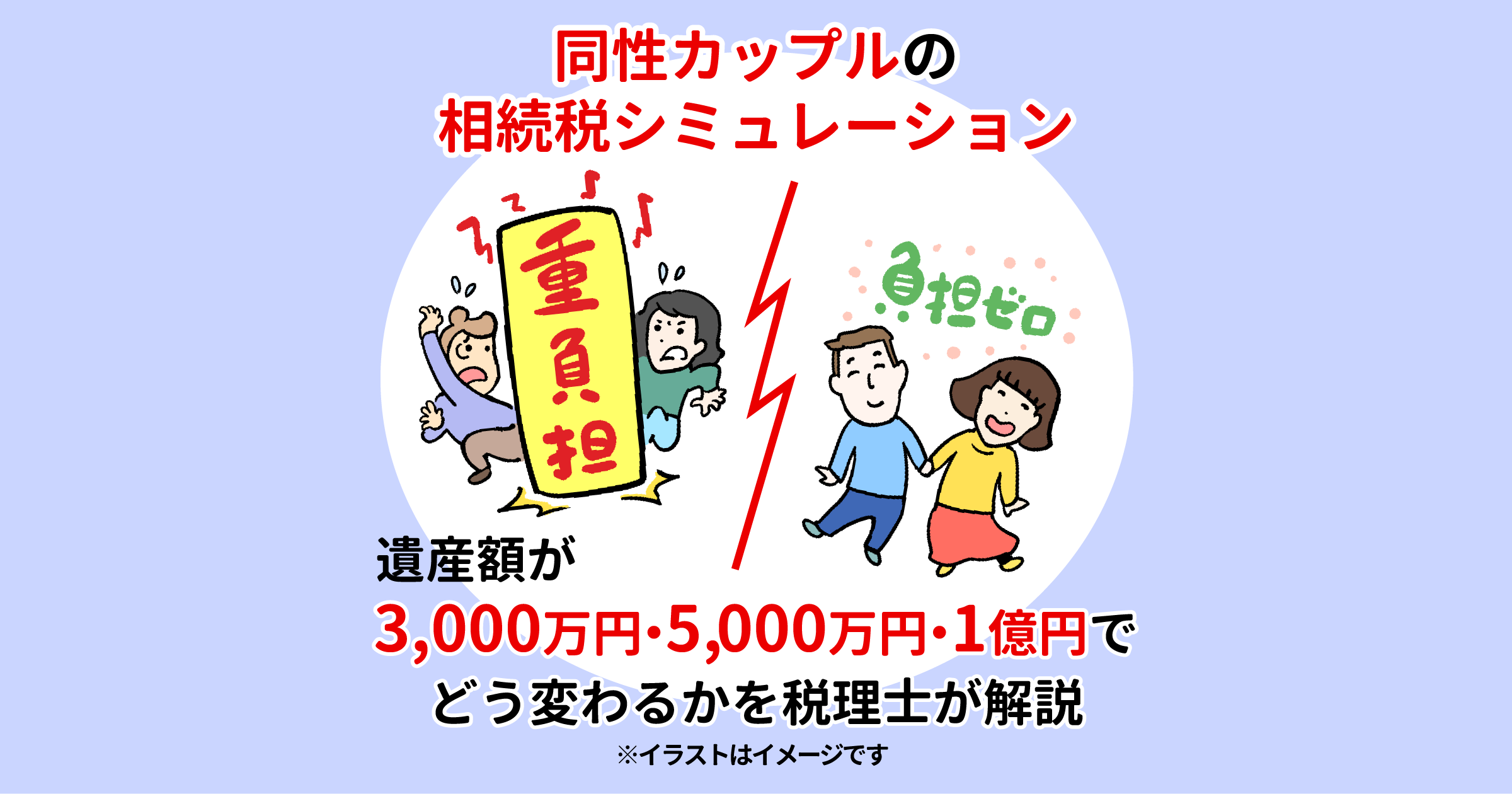 同性カップルの相続税シミュレーション｜遺産額が3,000万円・5,000万円・1億円でどう変わるかを税理士が解説